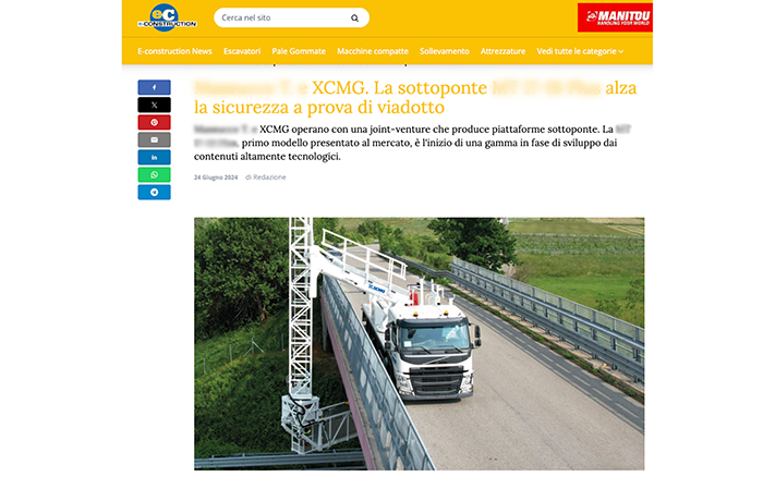 欧洲媒体e-CONSTRUCTION点赞mg不朽情缘桥梁检测车